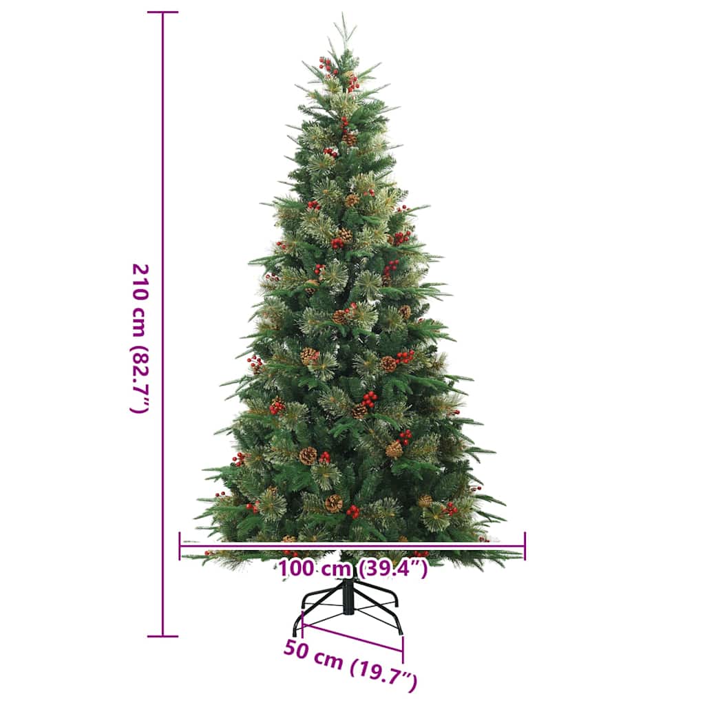 Artificial Hinged Christmas Tree Green 210 cm PVC, PE and Steel