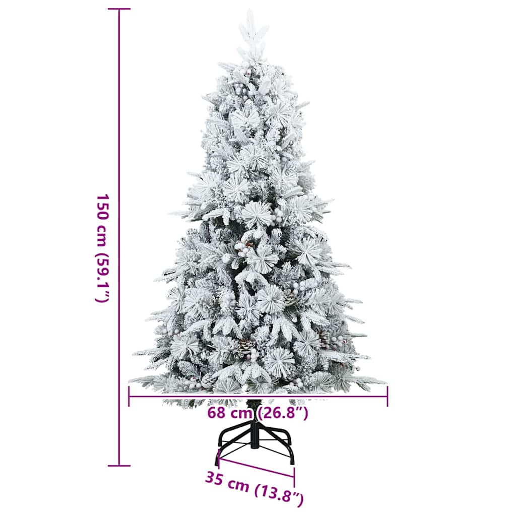 Artificial Hinged Christmas Tree Snow Flocked Green and White
