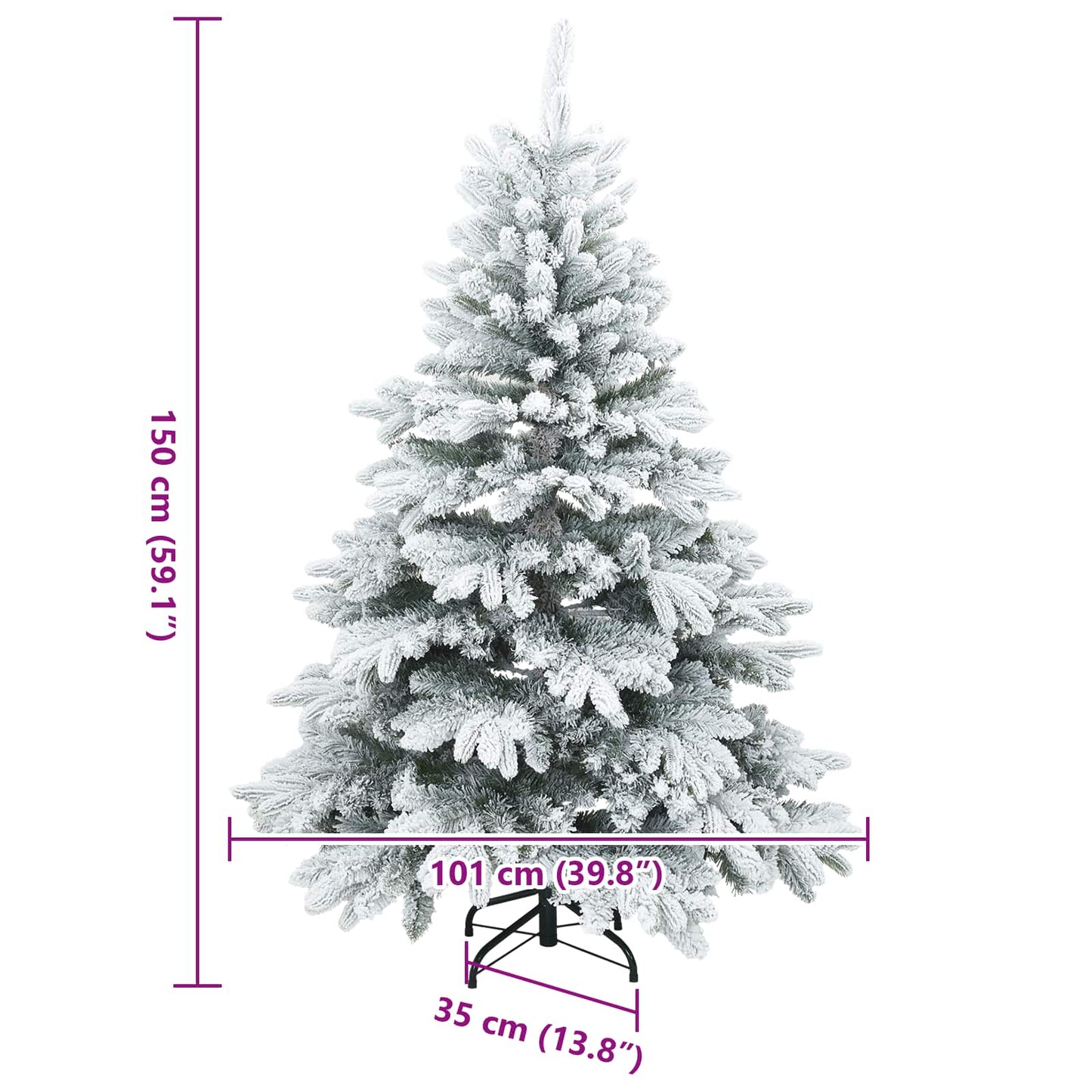 Artificial Hinged Christmas Tree Snow Flocked White 150 cm