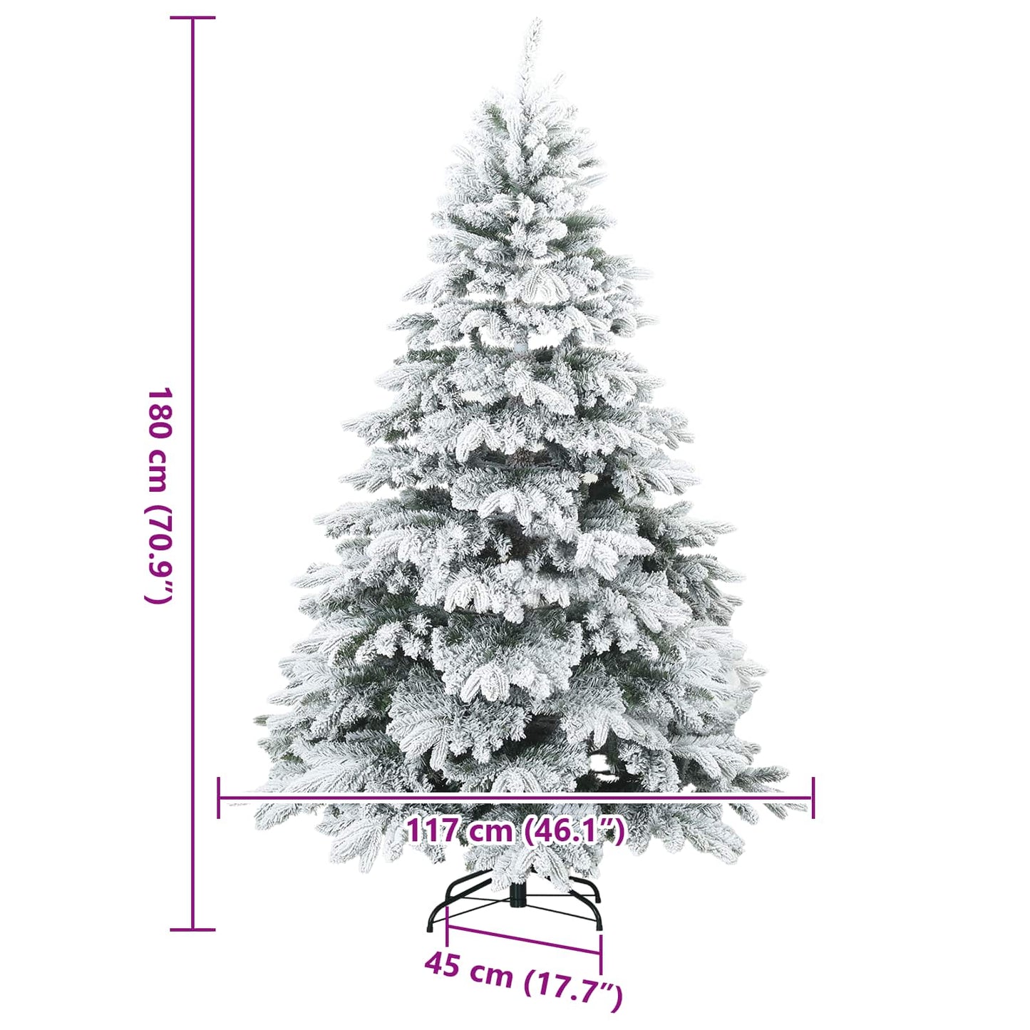 Artificial Hinged Christmas Tree Snow Flocked White 180 cm