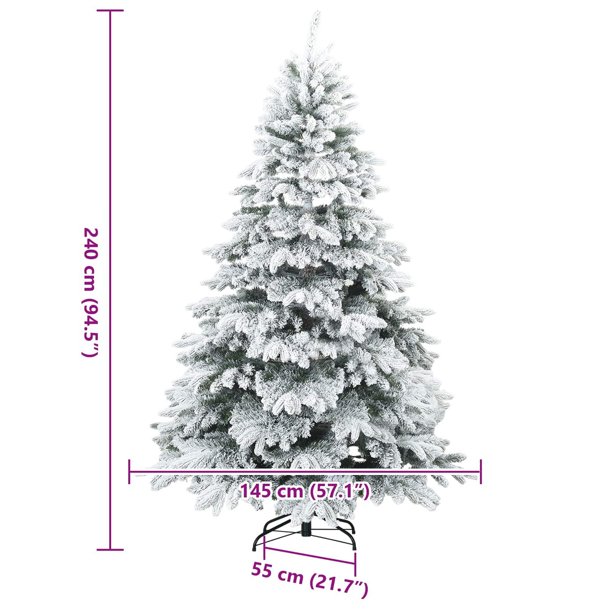 Artificial Hinged Christmas Tree Snow Flocked White 240 cm