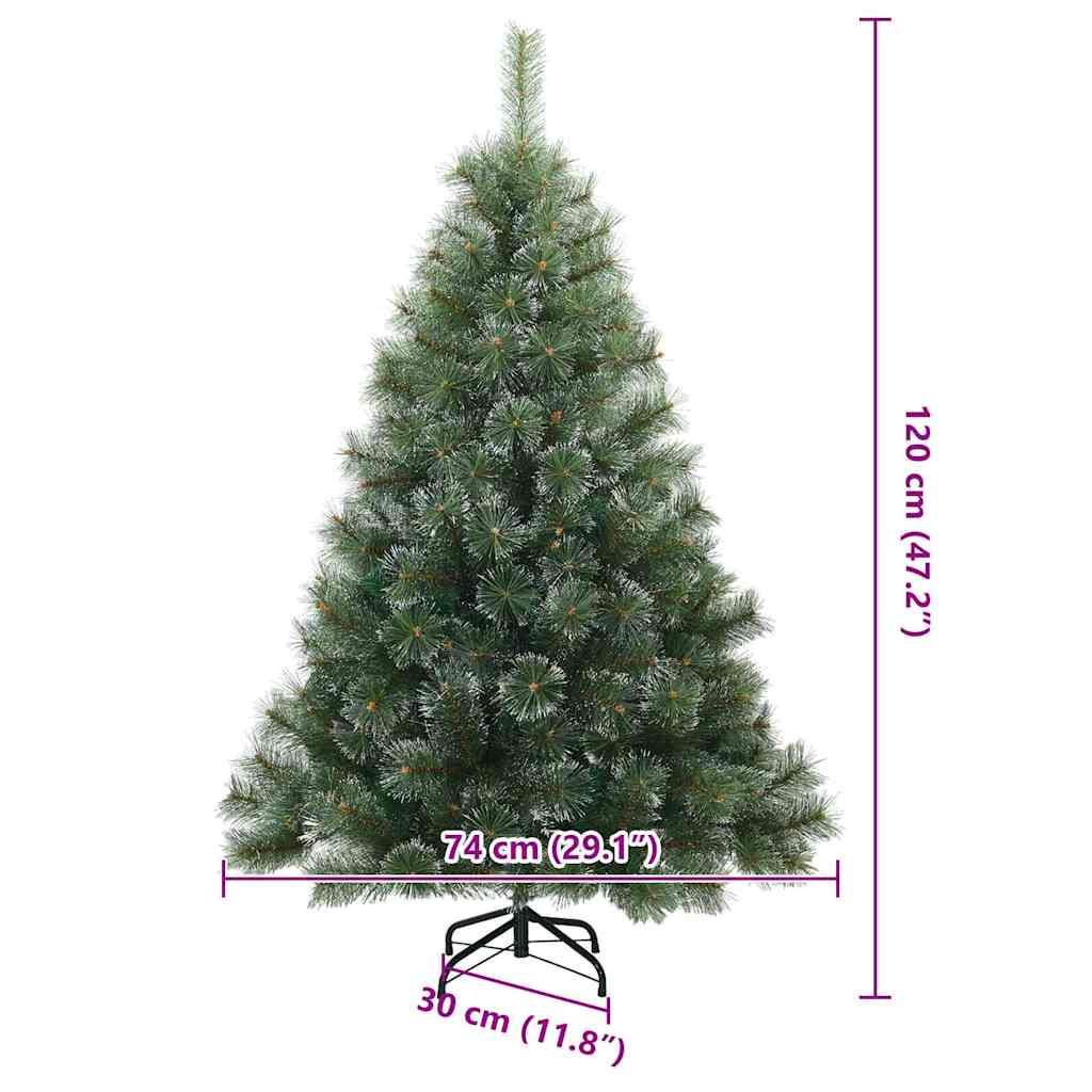 Artificial Hinged Christmas Tree Snow Flocked White and Green