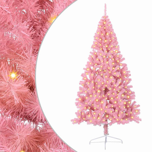 Artificial Pre-lit Christmas Tree with 300 LEDs Pink 240 cm PVC Artificial Pre-lit Christmas Tree with 300 LEDs Pink 240 cm PVC