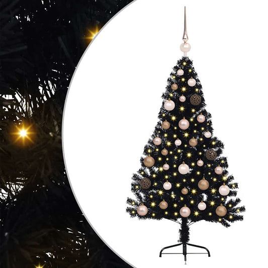 Artificial Pre-lit Christmas Tree Black 120 cm PVC Artificial Pre-lit Christmas Tree Black 120 cm PVC