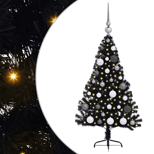 Artificial Pre-lit Christmas Tree Black 120 cm PVC Artificial Pre-lit Christmas Tree Black 120 cm PVC