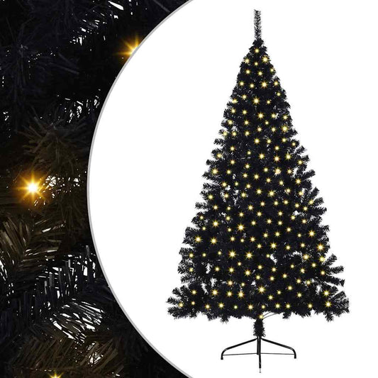 Artificial Pre-lit Christmas Tree Black 180 cm PVC Artificial Pre-lit Christmas Tree Black 180 cm PVC