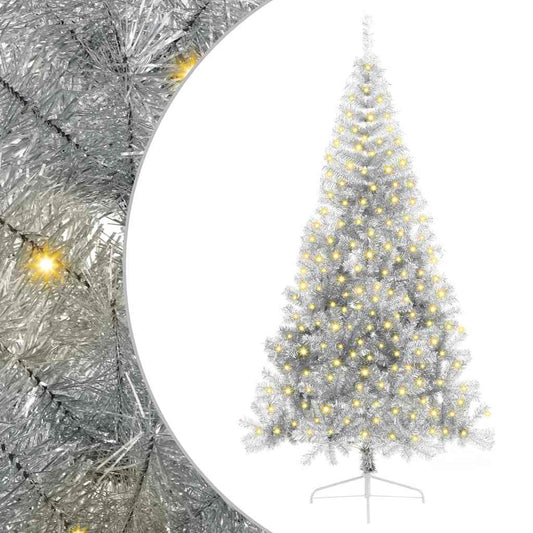 Artificial Pre-lit Christmas Tree Silver 210 cm PET Artificial Pre-lit Christmas Tree Silver 210 cm PET