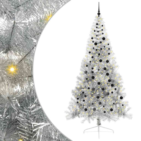 Artificial Pre-lit Christmas Tree Silver 240 cm PET Artificial Pre-lit Christmas Tree Silver 240 cm PET