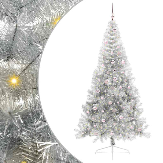 Artificial Pre-lit Christmas Tree Silver 240 cm PET Artificial Pre-lit Christmas Tree Silver 240 cm PET