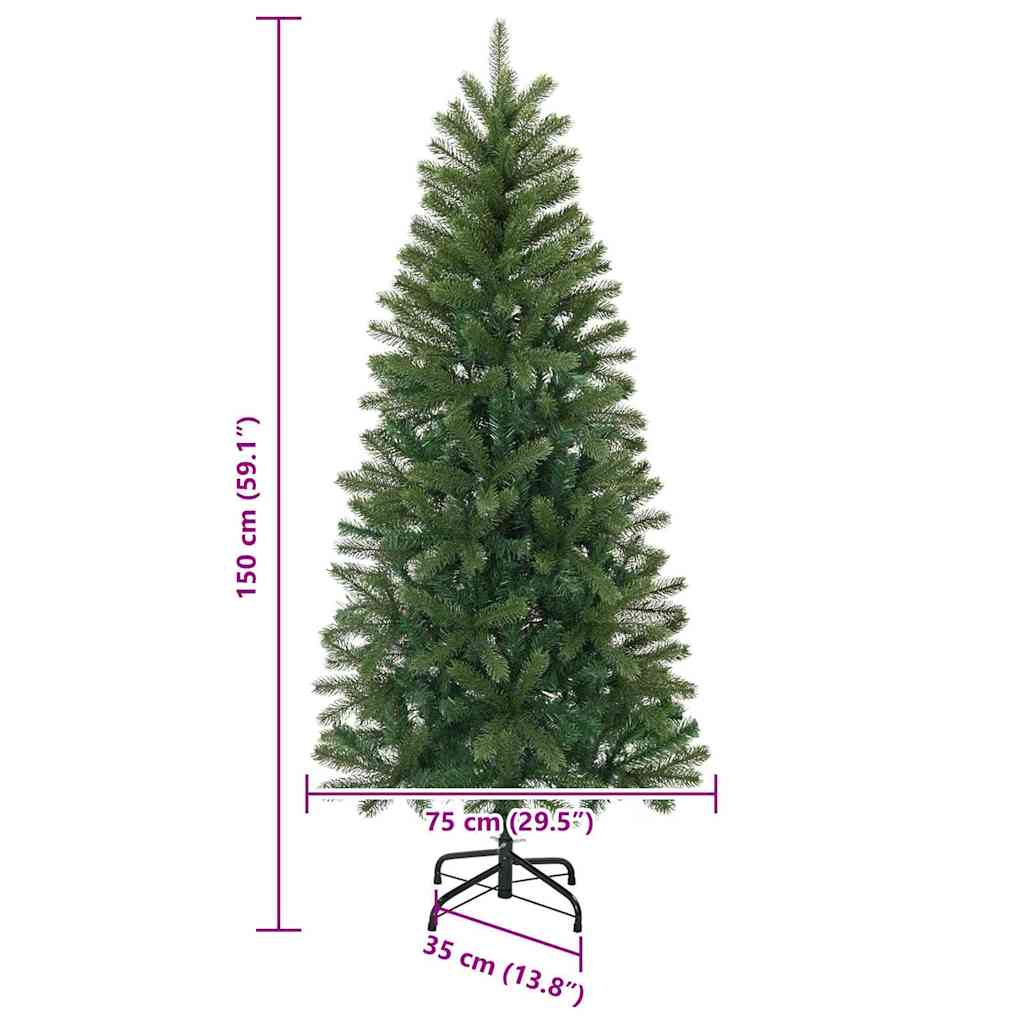 Artificial Christmas Tree with 150 LEDs Green 150 cm PE and PVC