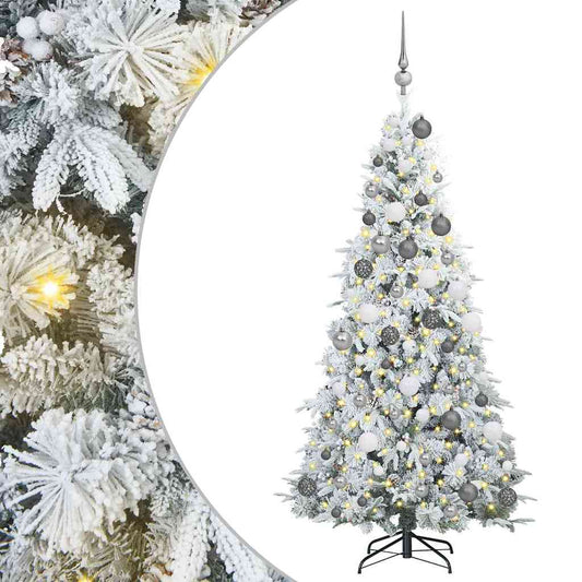 Artificial Hinged Christmas Tree White 180 cm PE and PVC Artificial Hinged Christmas Tree White 180 cm PE and PVC