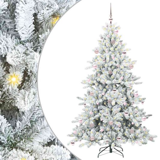 Artificial Hinged Christmas Tree White 210 cm PVC and Steel Artificial Hinged Christmas Tree White 210 cm PVC and Steel
