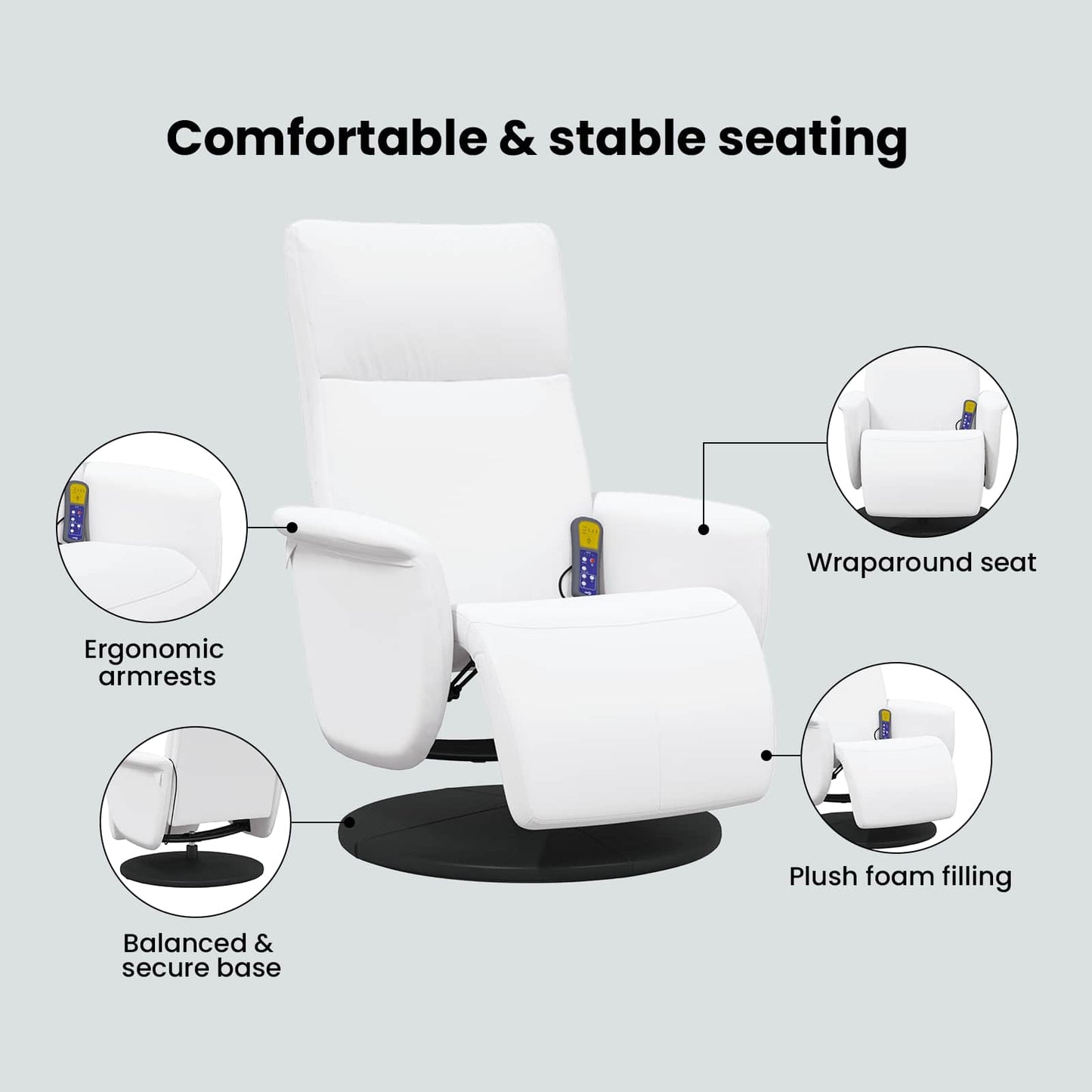 Massage Recliner Chair White 71 x 90 x 105 cm Faux Leather