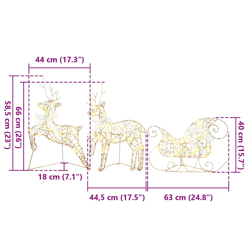 LED Reindeers 5 pcs 40 LEDs Gold 44 x 18 x 65.5 cm PET