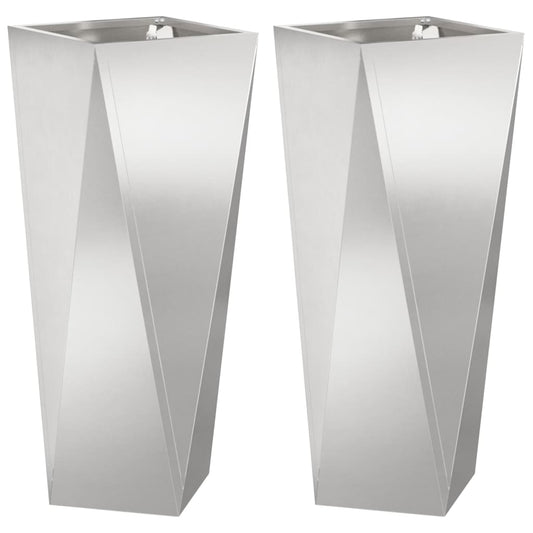Planter 2 pcs Silver 30 x 30 x 75 cm Stainless Steel Planter 2 pcs Silver 30 x 30 x 75 cm Stainless Steel