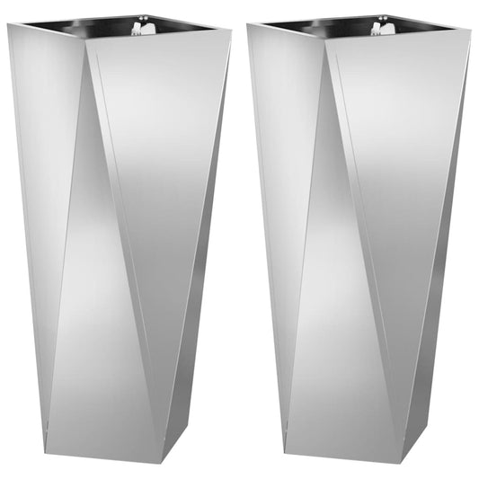 Planter 2 pcs Silver 30 x 30 x 75 cm Galvanised Steel Planter 2 pcs Silver 30 x 30 x 75 cm Galvanised Steel