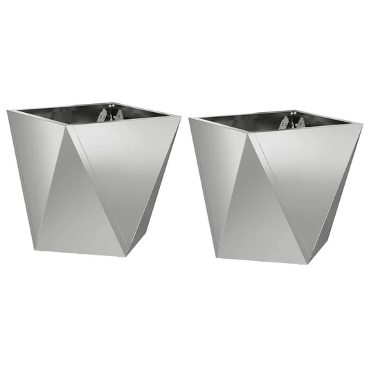Planter 2 pcs Silver 30 x 30 x 30 cm Galvanised Steel Planter 2 pcs Silver 30 x 30 x 30 cm Galvanised Steel