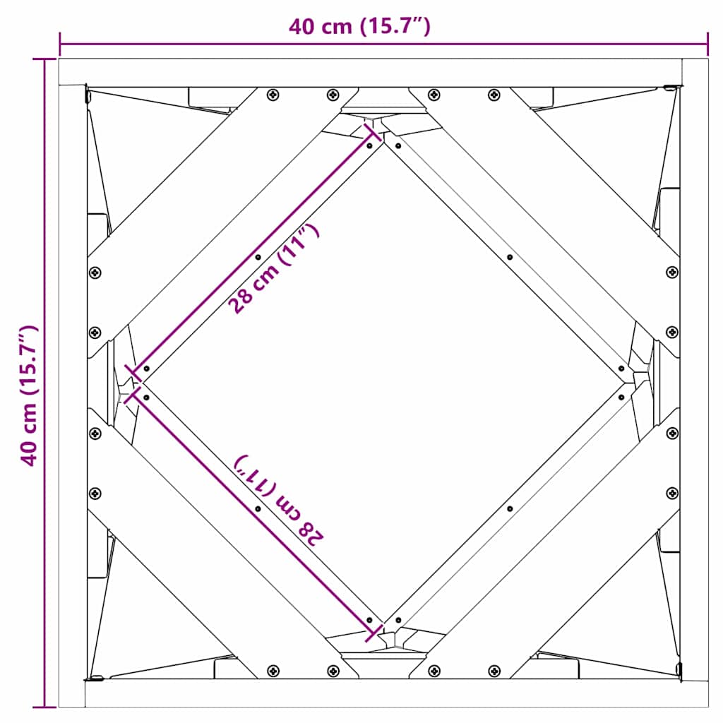 Planter Black 40 x 40 x 40 cm Steel
