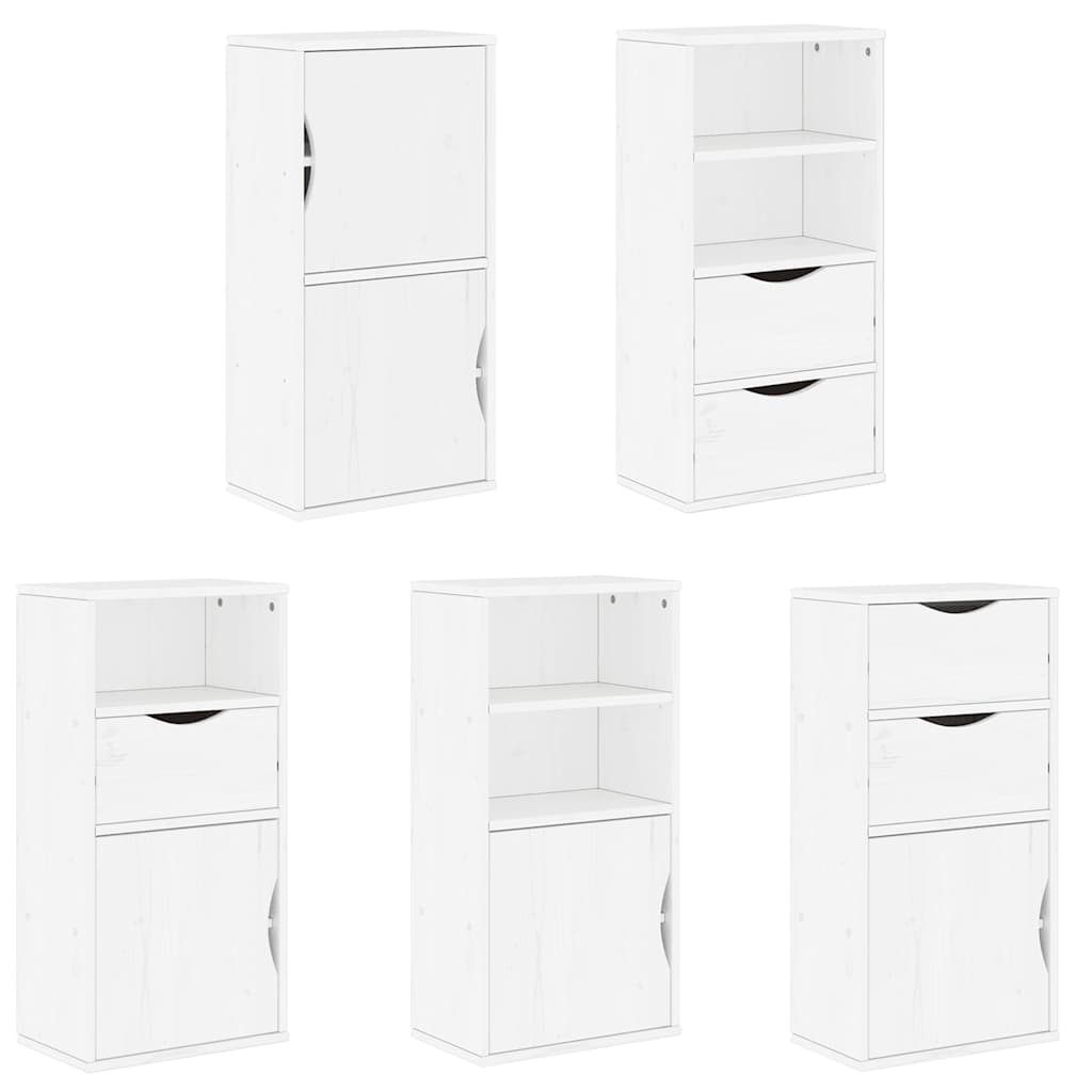 Side Cabinets 5 pcs "ODDA" White 40x24x79 cm Solid Wood Pine