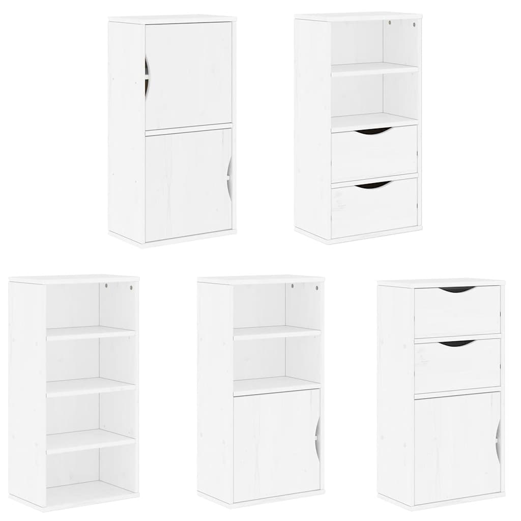 Side Cabinets 5 pcs "ODDA" White 40x24x79 cm Solid Wood Pine