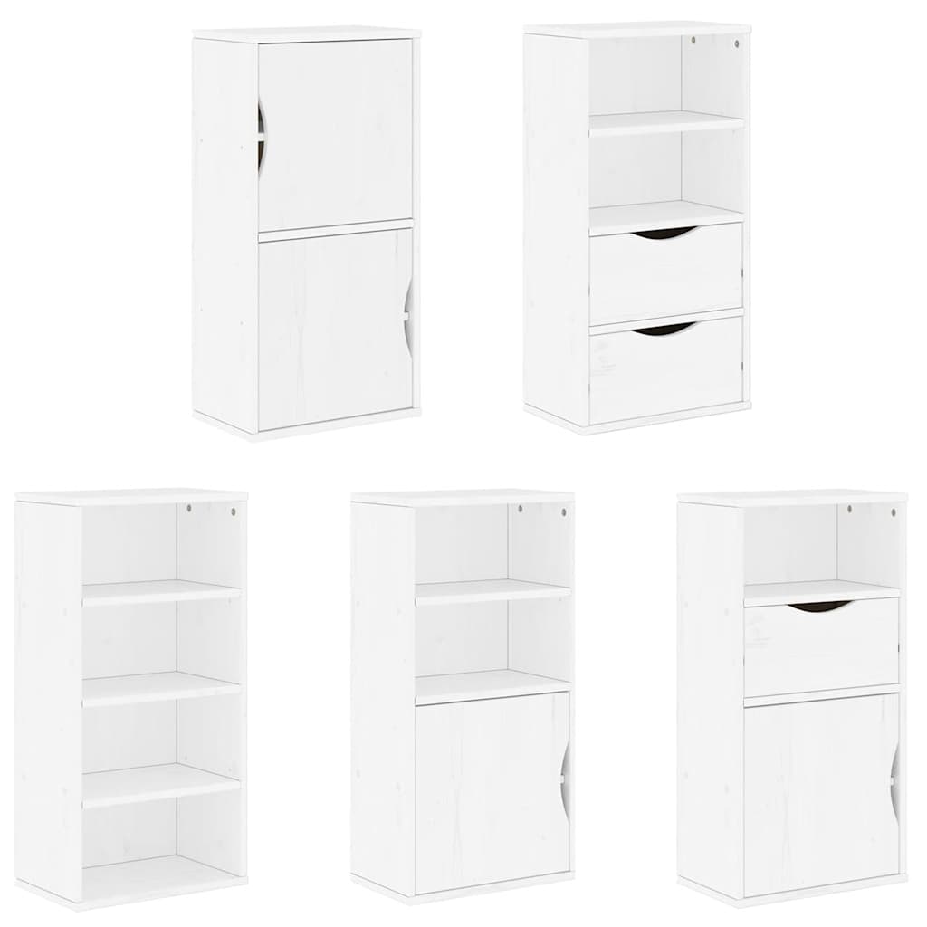 Side Cabinets 5 pcs "ODDA" White 40x24x79 cm Solid Wood Pine