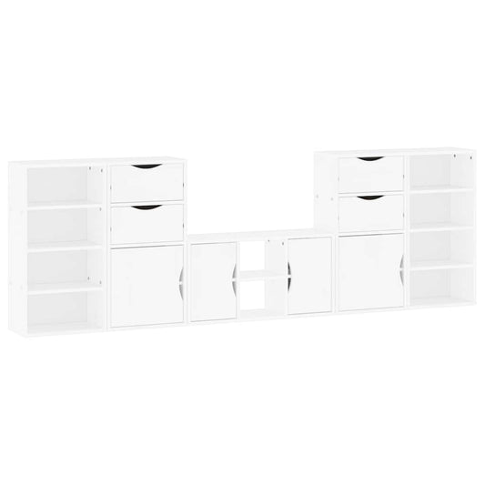 5 Piece TV Units with Storage "ODDA" White Solid Wood Pine 5 Piece TV Units with Storage "ODDA" White Solid Wood Pine