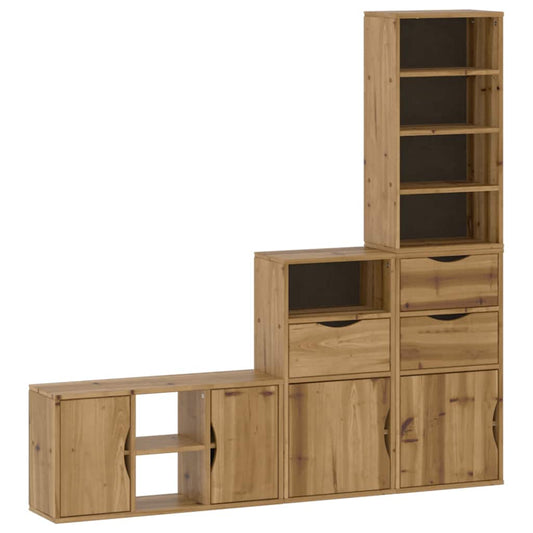 4 Piece TV Units with Storage "ODDA" Solid Wood Pine 4 Piece TV Units with Storage "ODDA" Solid Wood Pine