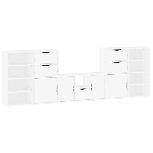 5 Piece TV Units with Storage "ODDA" White Solid Wood Pine 5 Piece TV Units with Storage "ODDA" White Solid Wood Pine