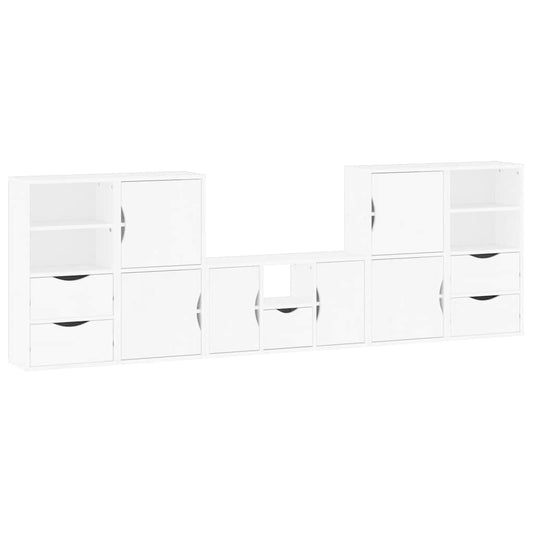 5 Piece TV Units with Storage "ODDA" White Solid Wood Pine 5 Piece TV Units with Storage "ODDA" White Solid Wood Pine