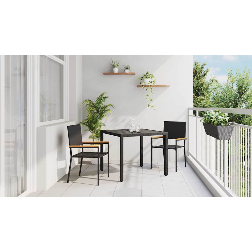 Garden Dining Set 3 pcs Black Poly Rattan