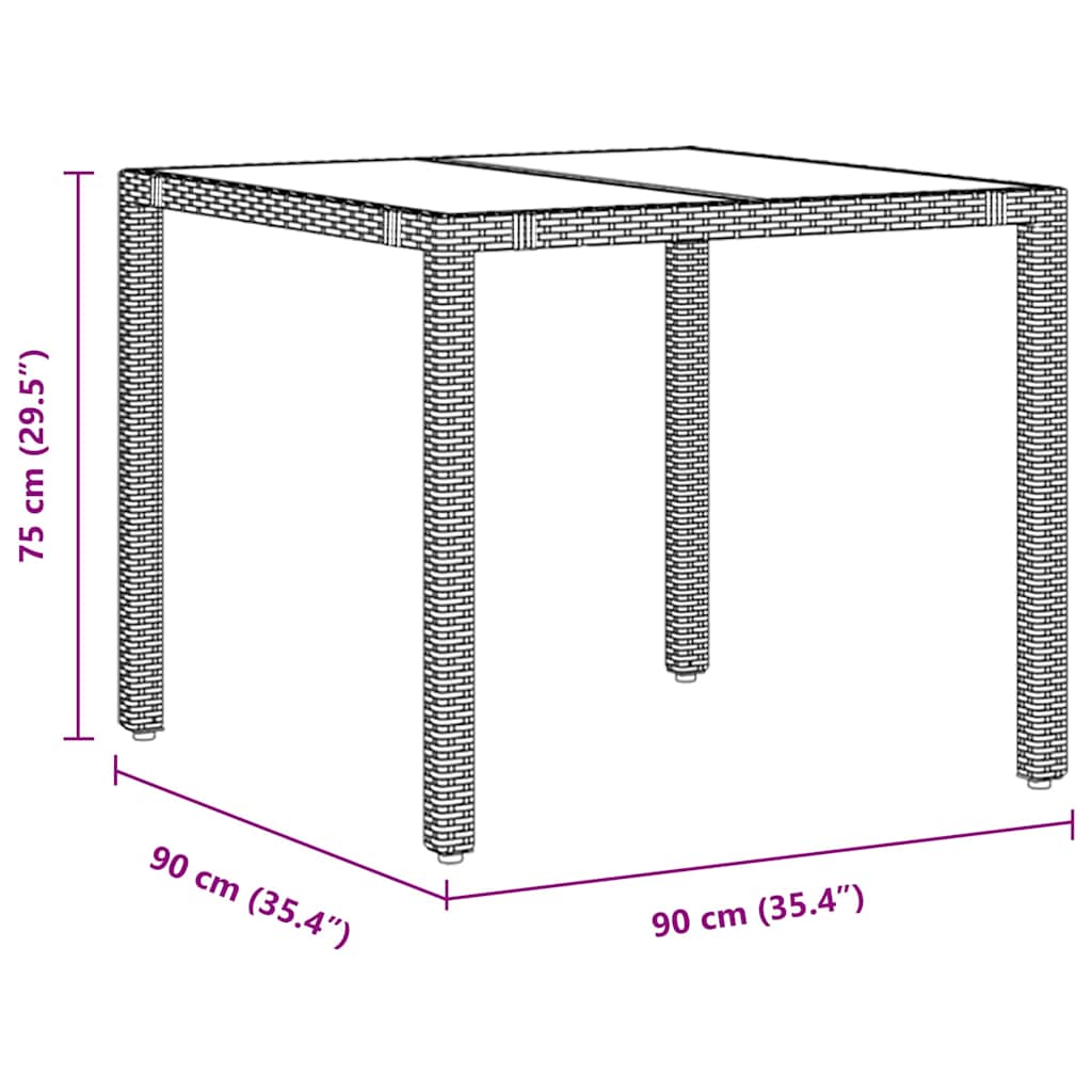 Garden Dining Set 3 pcs Black Poly Rattan