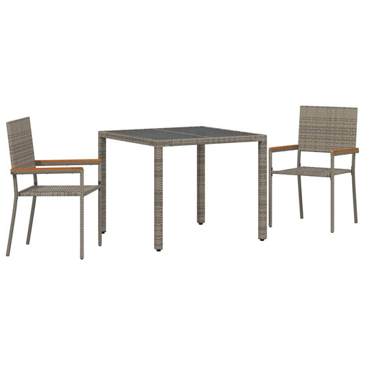 Garden Dining Set 3 pcs Grey Poly Rattan Garden Dining Set 3 pcs Grey Poly Rattan