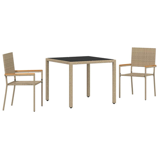 Garden Dining Set 3 pcs Beige Poly Rattan Garden Dining Set 3 pcs Beige Poly Rattan