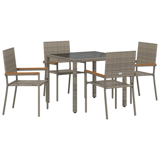 Garden Dining Set 5 pcs Grey Poly Rattan Garden Dining Set 5 pcs Grey Poly Rattan