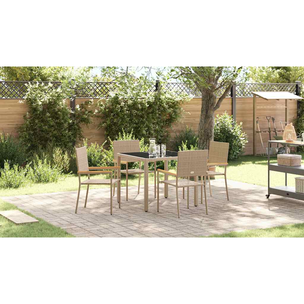 Garden Dining Set 5 pcs Beige Poly Rattan