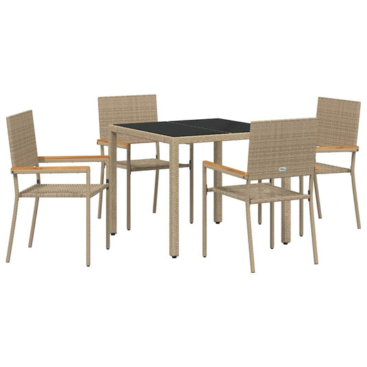 Garden Dining Set 5 pcs Beige Poly Rattan Garden Dining Set 5 pcs Beige Poly Rattan