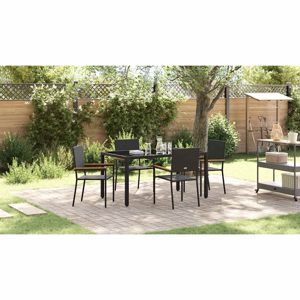 Garden Dining Set 5 pcs Black Poly Rattan