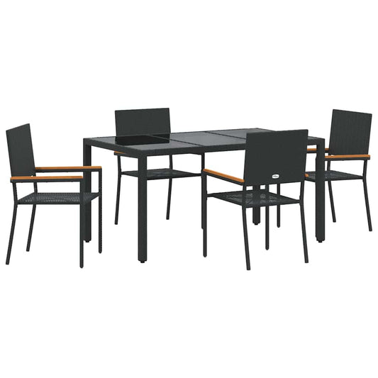Garden Dining Set 5 pcs Black Poly Rattan Garden Dining Set 5 pcs Black Poly Rattan