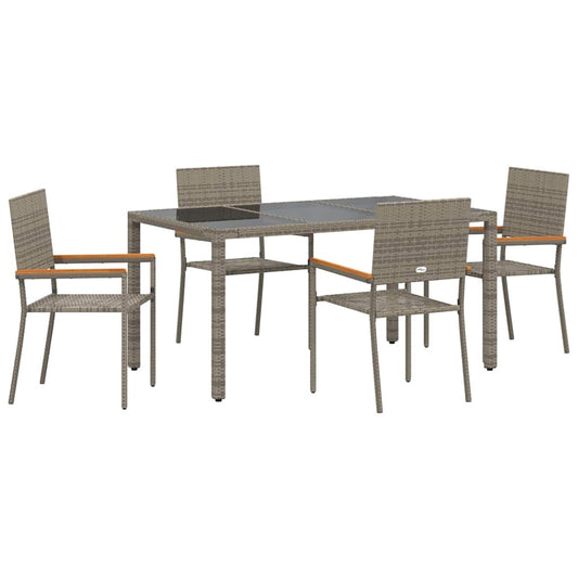 Garden Dining Set 5 pcs Grey Poly Rattan Garden Dining Set 5 pcs Grey Poly Rattan