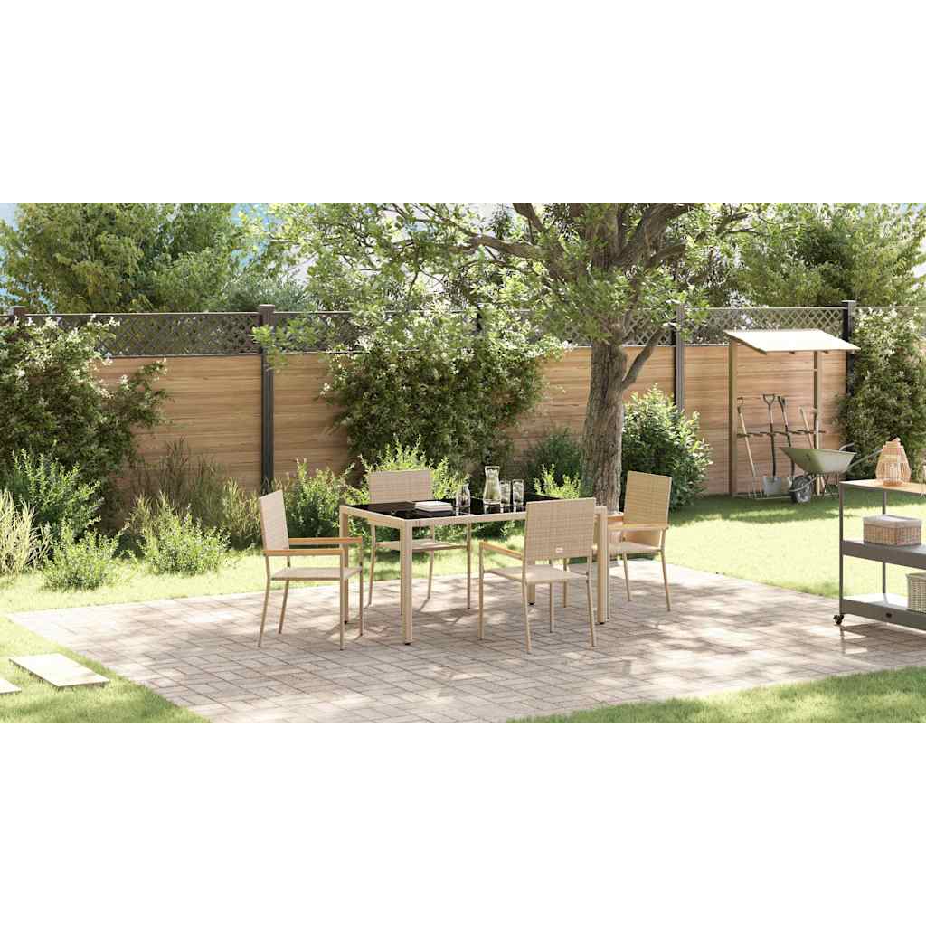 Garden Dining Set 5 pcs Beige Poly Rattan