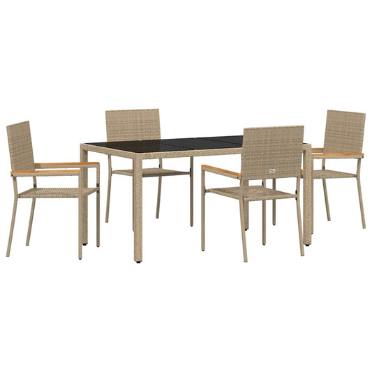 Garden Dining Set 5 pcs Beige Poly Rattan Garden Dining Set 5 pcs Beige Poly Rattan