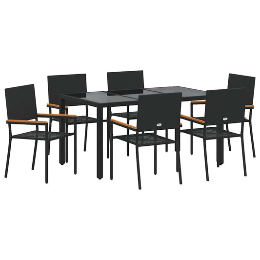 Garden Dining Set 7 pcs Black Poly Rattan Garden Dining Set 7 pcs Black Poly Rattan