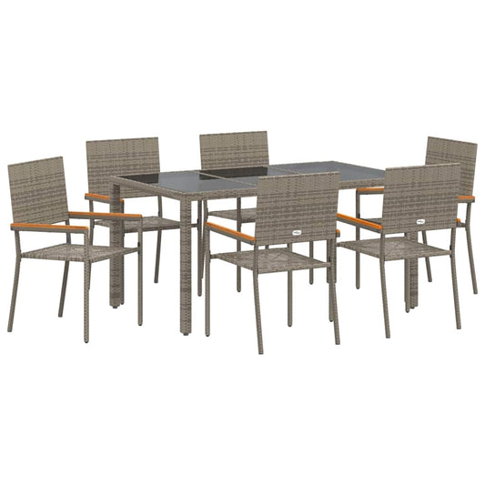 Garden Dining Set 7 pcs Grey Poly Rattan Garden Dining Set 7 pcs Grey Poly Rattan