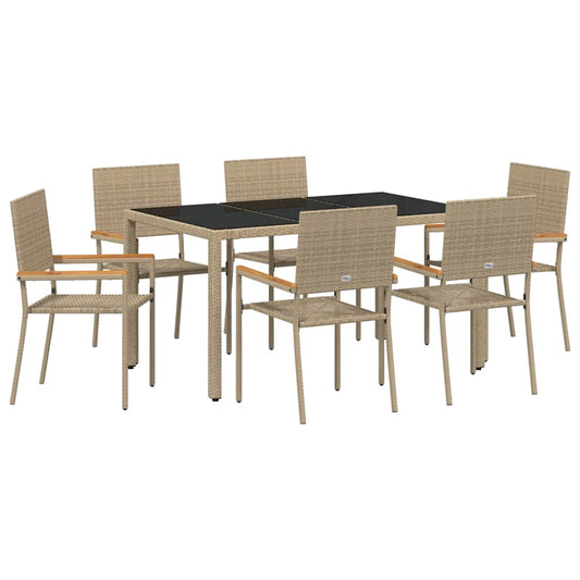 Garden Dining Set 7 pcs Beige Poly Rattan Garden Dining Set 7 pcs Beige Poly Rattan