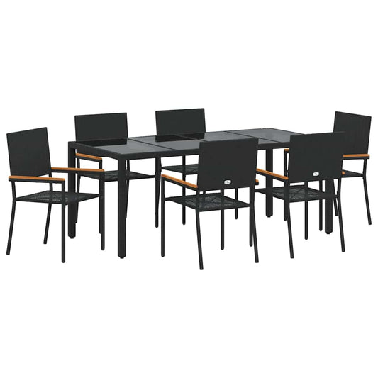 Garden Dining Set 7 pcs Black Poly Rattan Garden Dining Set 7 pcs Black Poly Rattan