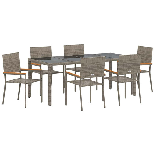 Garden Dining Set 7 pcs Grey Poly Rattan Garden Dining Set 7 pcs Grey Poly Rattan