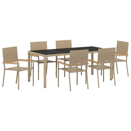 Garden Dining Set 7 pcs Beige Poly Rattan Garden Dining Set 7 pcs Beige Poly Rattan