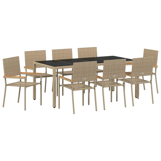 Garden Dining Set 9 pcs Beige Poly Rattan Garden Dining Set 9 pcs Beige Poly Rattan
