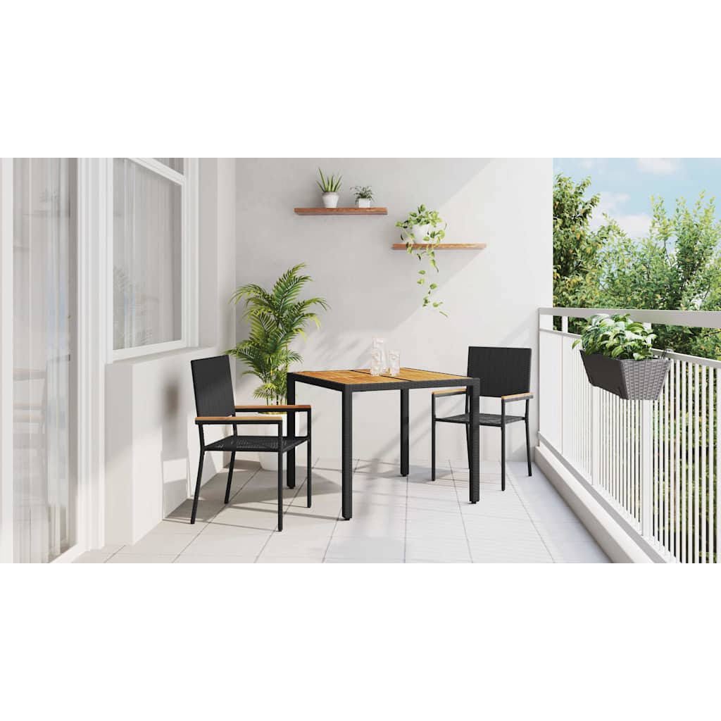 Garden Dining Set 3 pcs Black Poly Rattan
