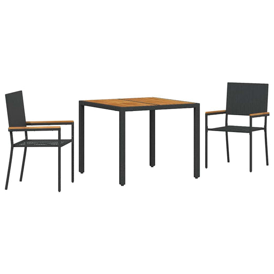 Garden Dining Set 3 pcs Black Poly Rattan Garden Dining Set 3 pcs Black Poly Rattan
